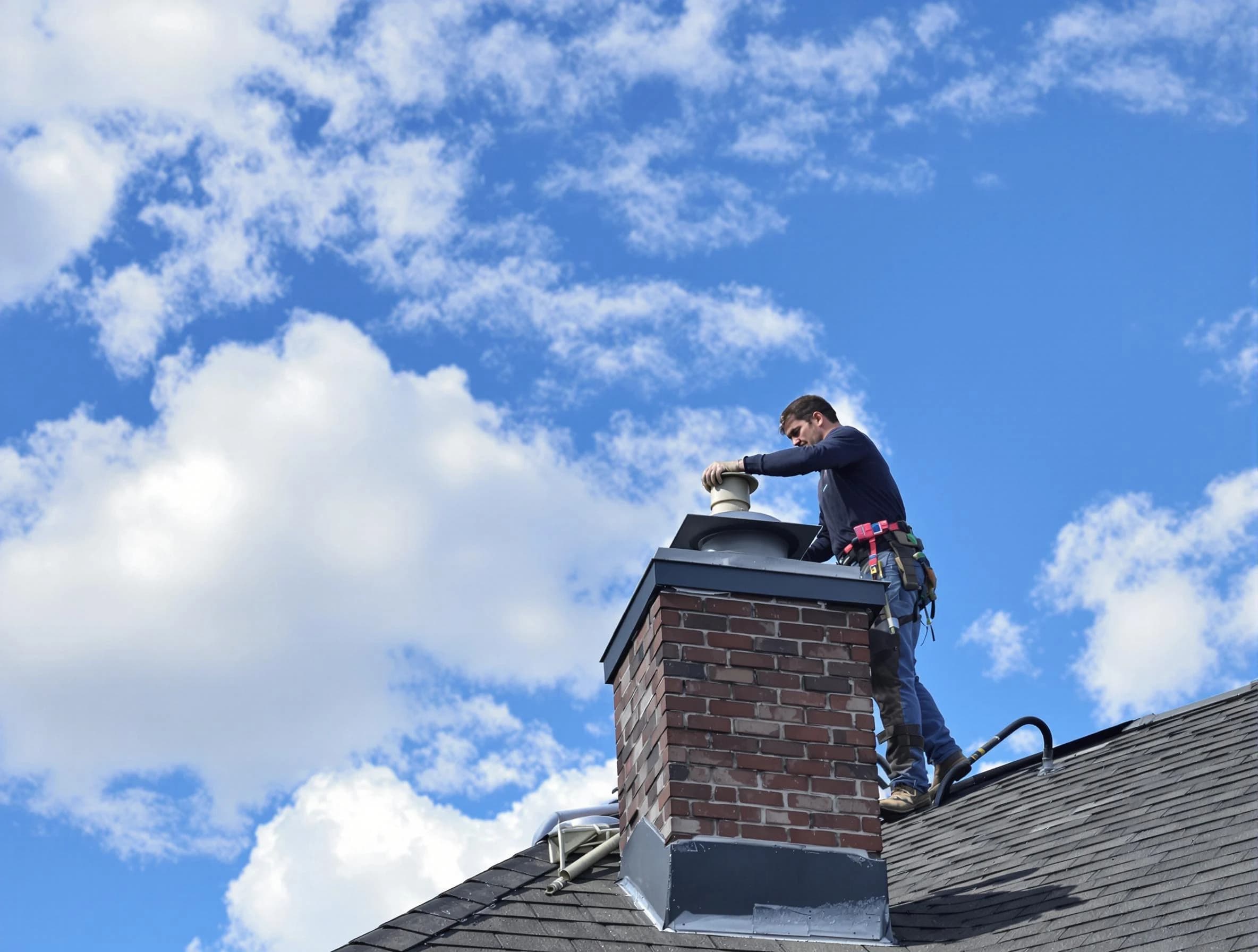 Marietta Chimney Sweep installing a sturdy chimney cap in Marietta, GA