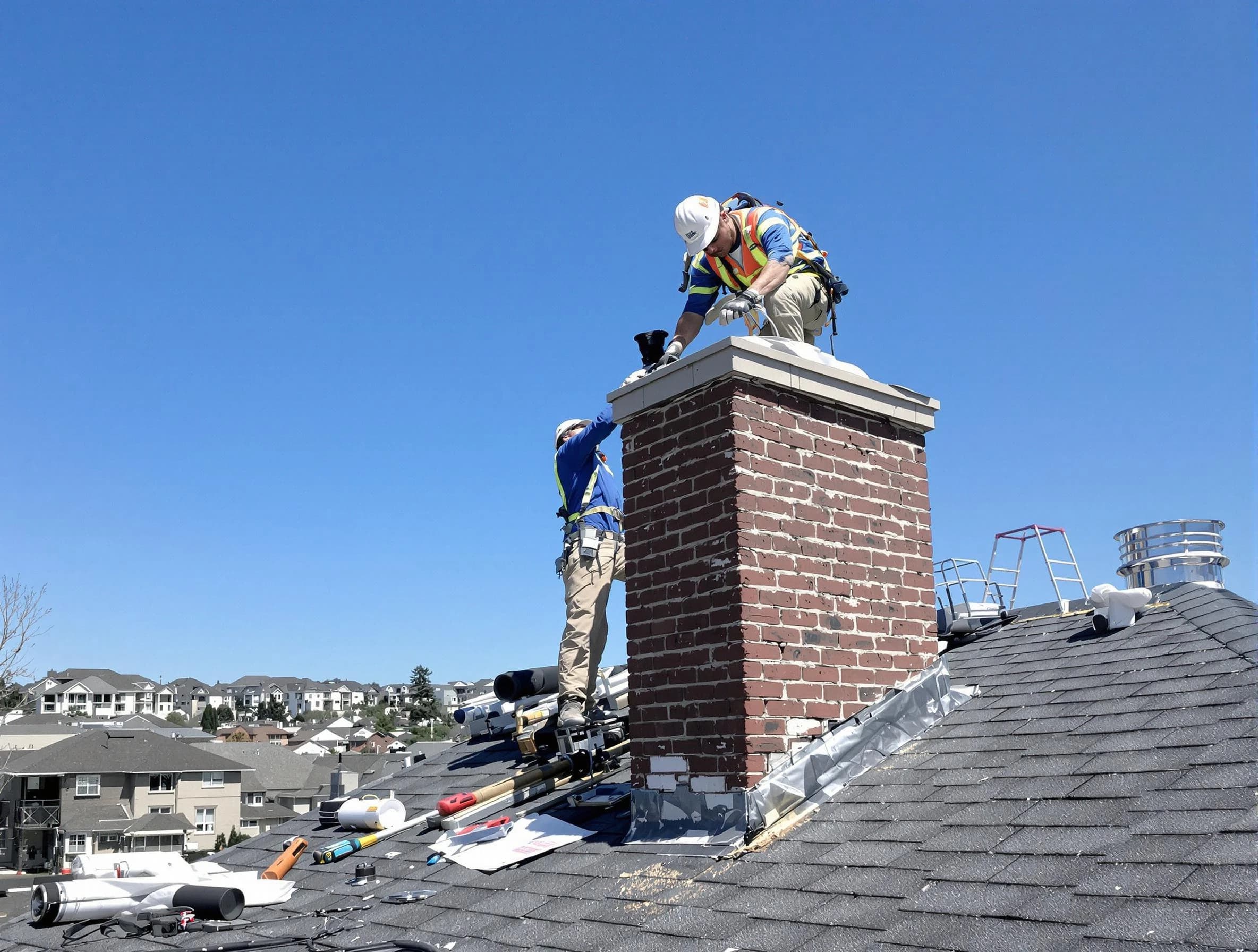 Marietta Chimney Sweep repairing a chimney crown in Marietta, GA