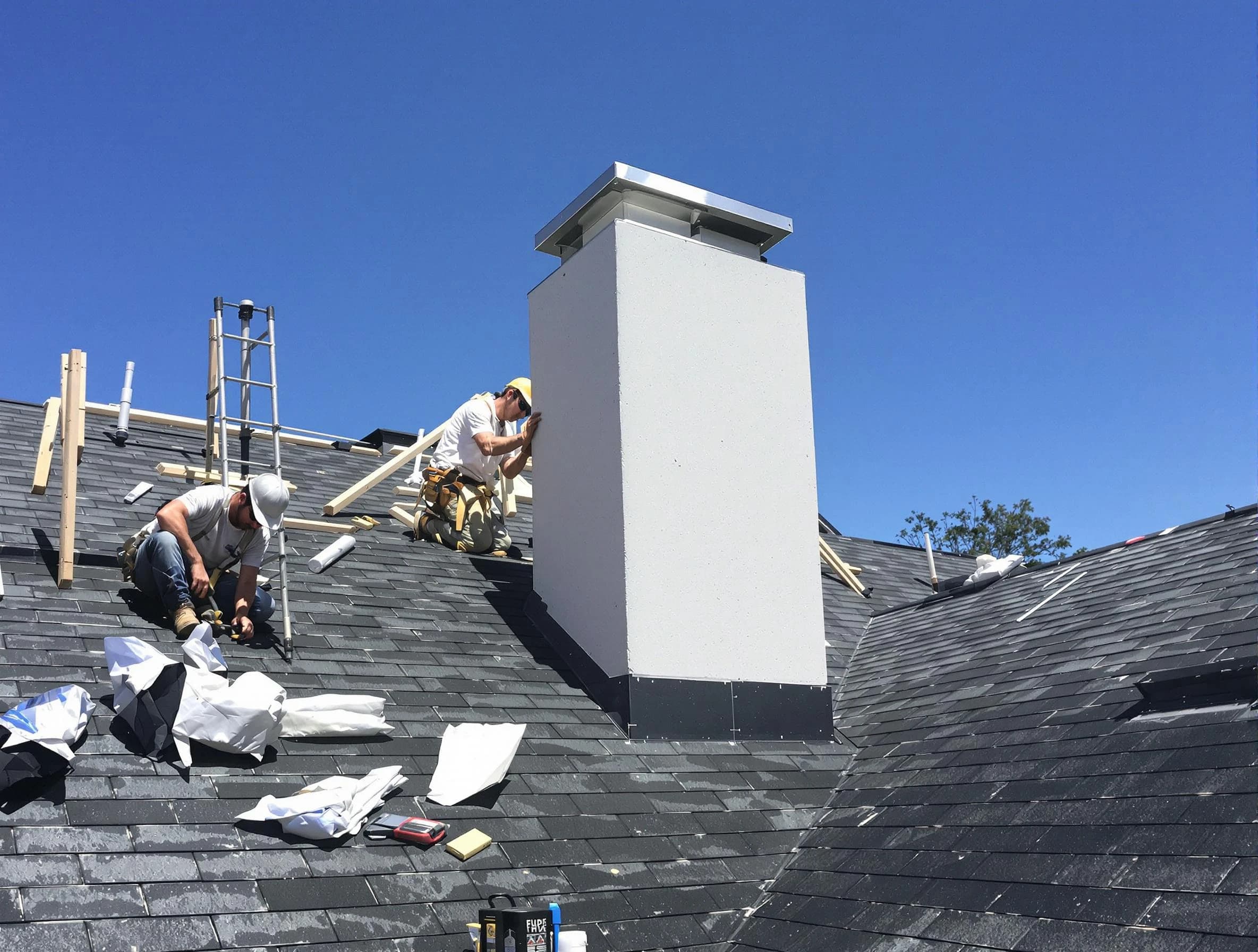 Marietta Chimney Sweep crew installing a new chimney in Marietta, GA