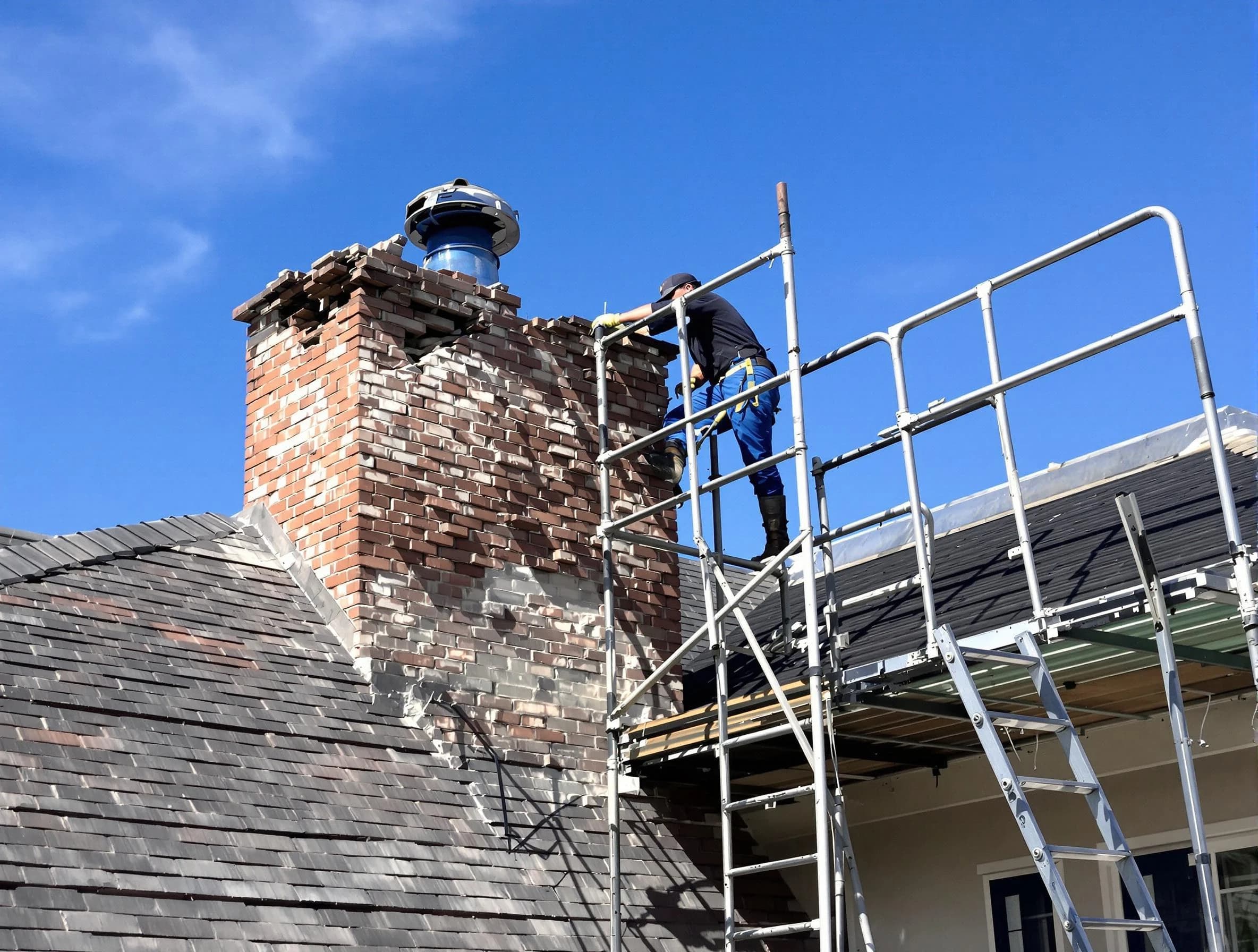 Rebuilding a chimney structure by Marietta Chimney Sweep in Marietta, GA