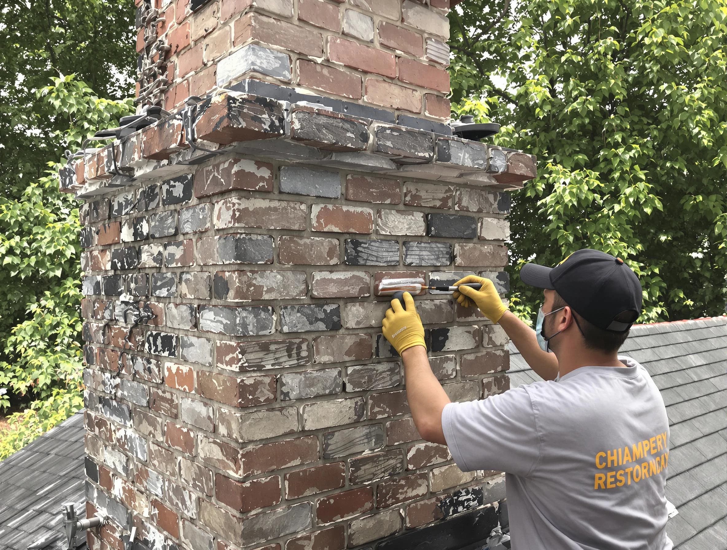 In-progress chimney restoration by Marietta Chimney Sweep in Marietta, GA