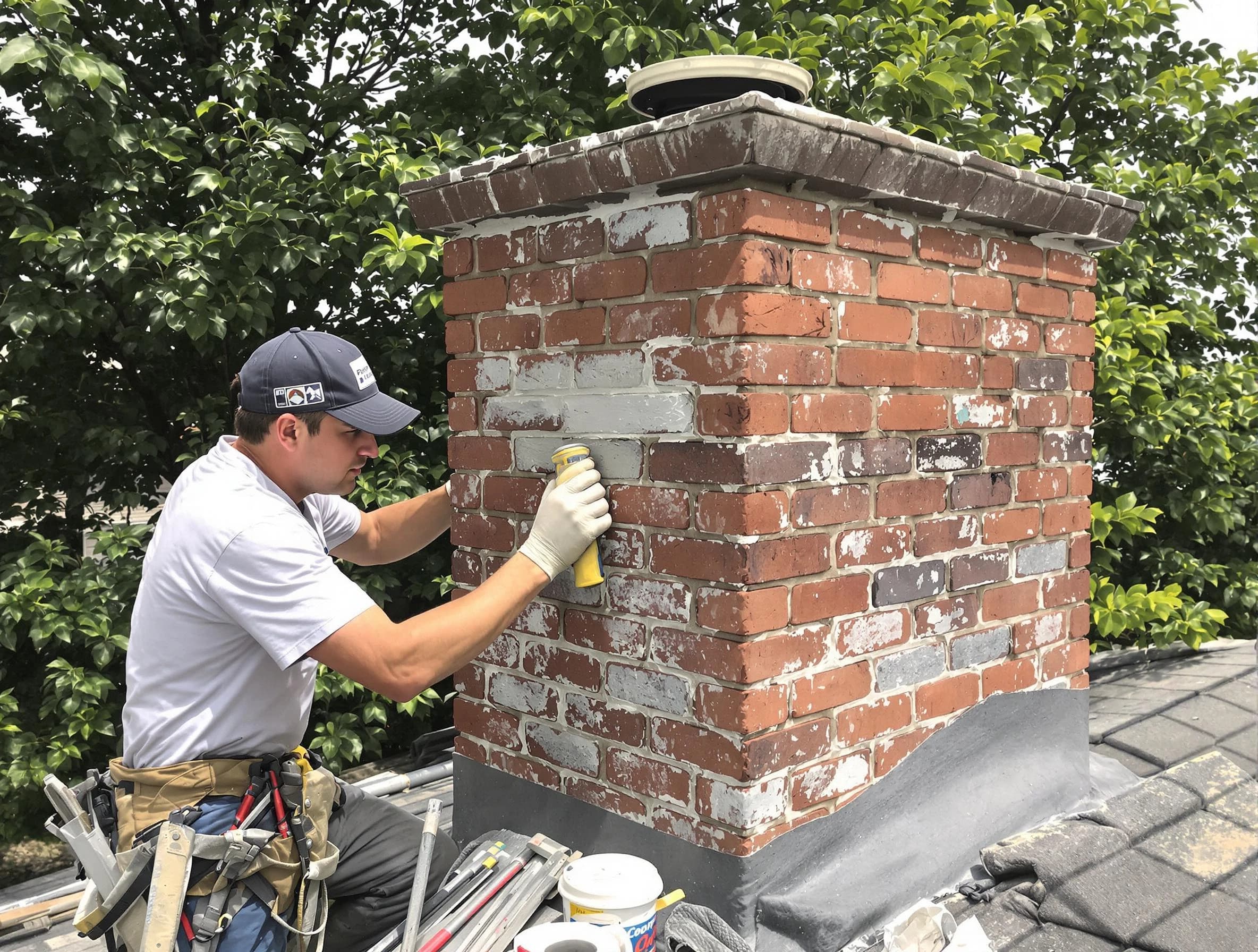 Marietta Chimney Sweep restoring an aging chimney in Marietta, GA