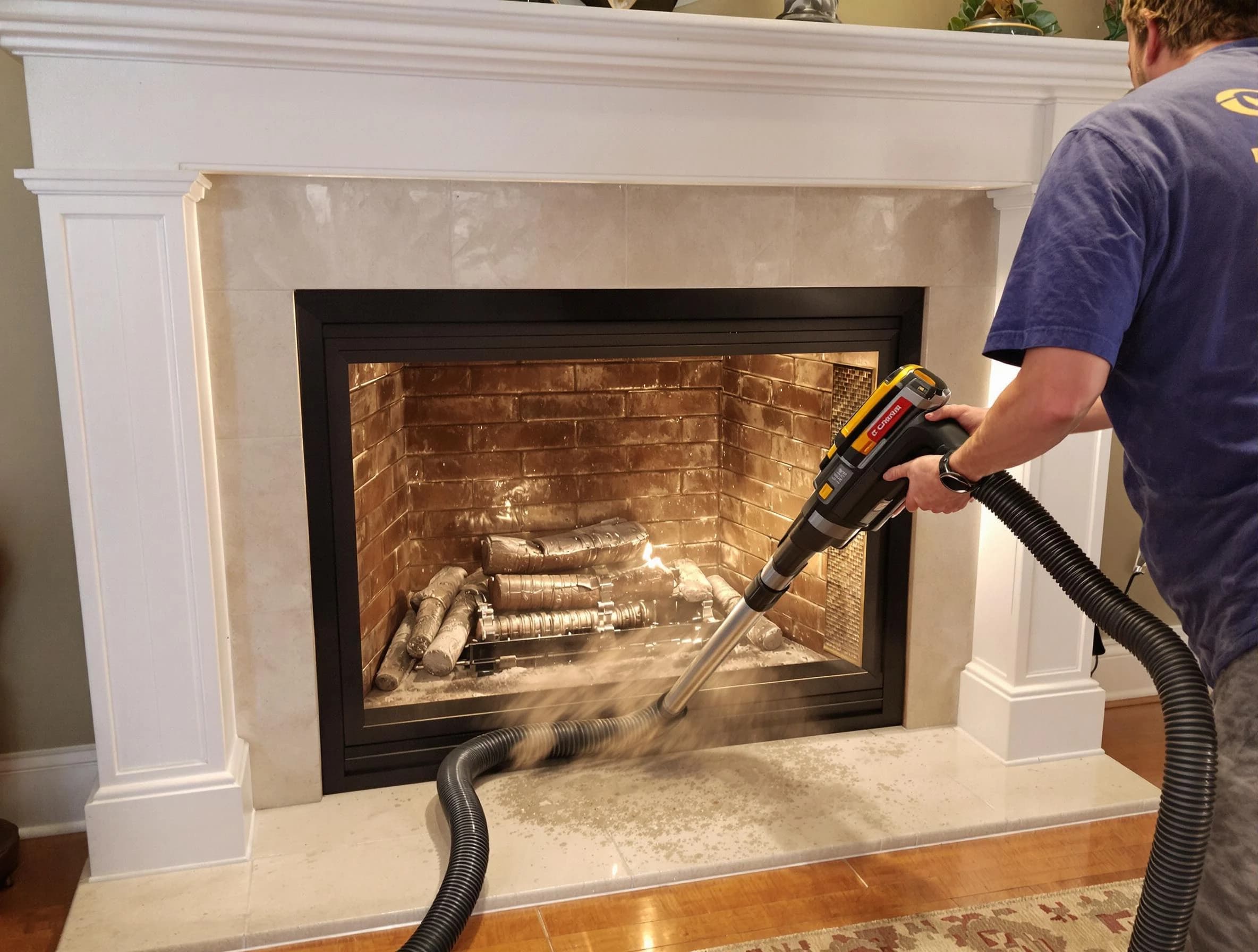 Fireplace cleaning performed by Marietta Chimney Sweep in Marietta, GA