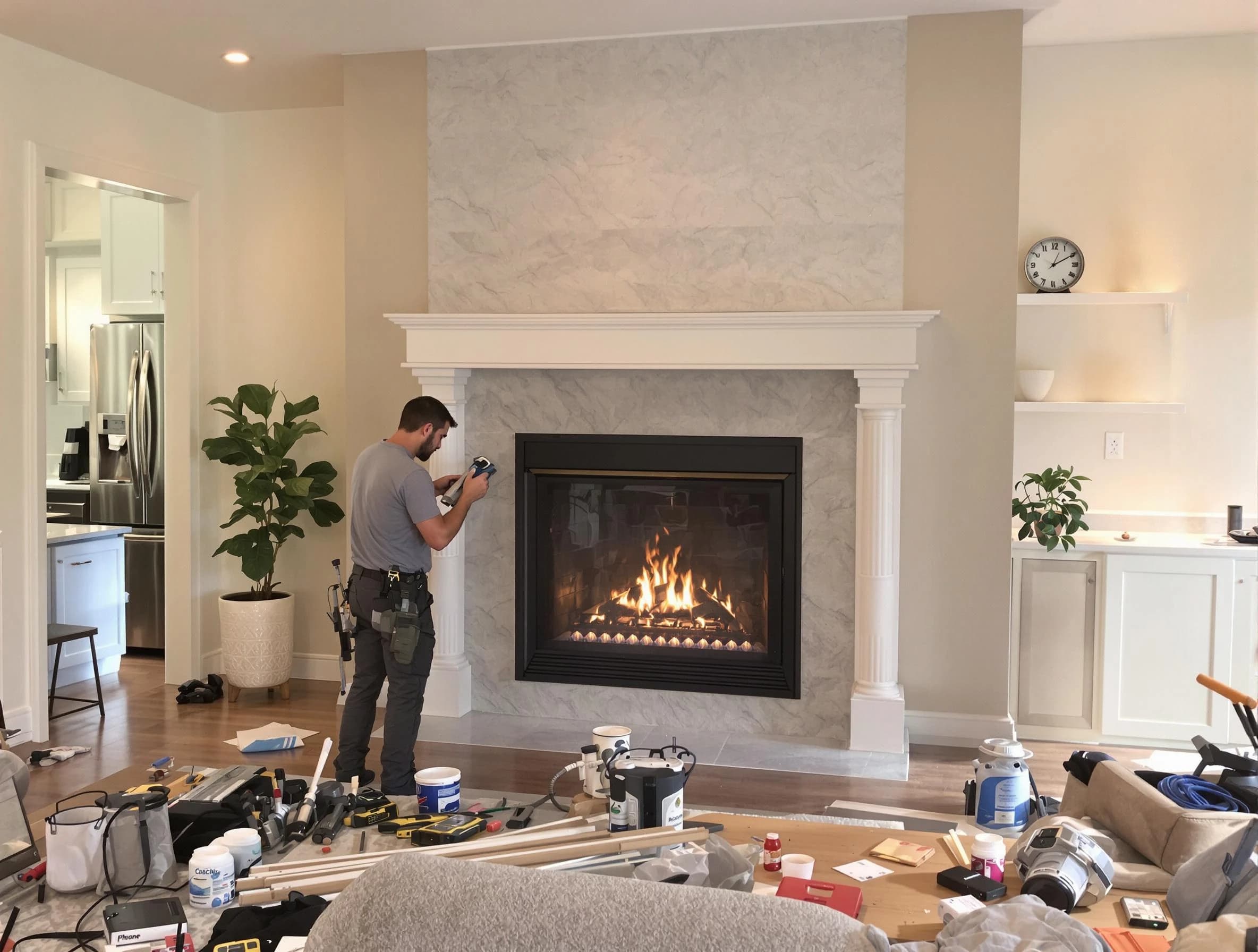 Newly installed fireplace by Marietta Chimney Sweep in Marietta, GA