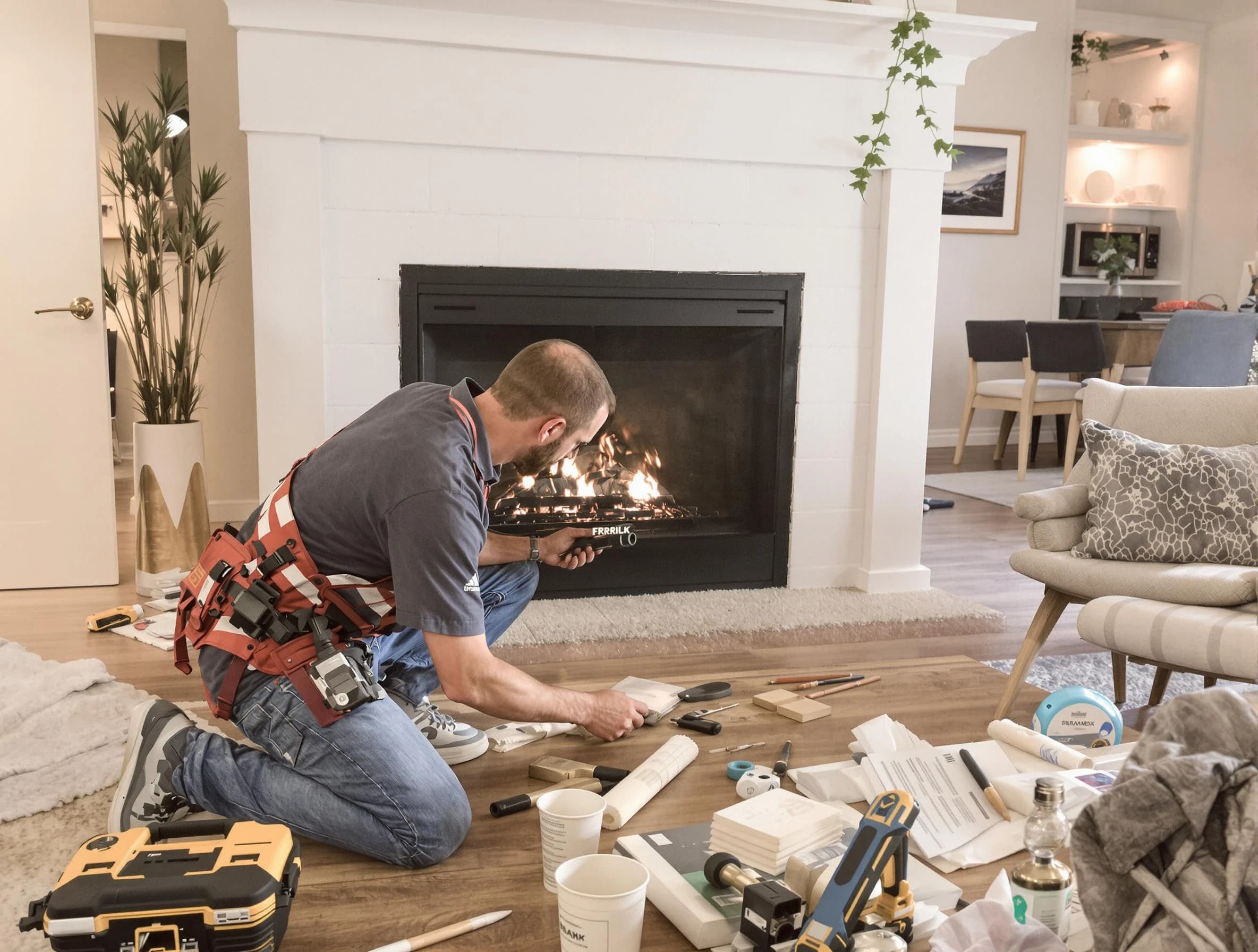Marietta Chimney Sweep performing fireplace repair in Marietta, GA