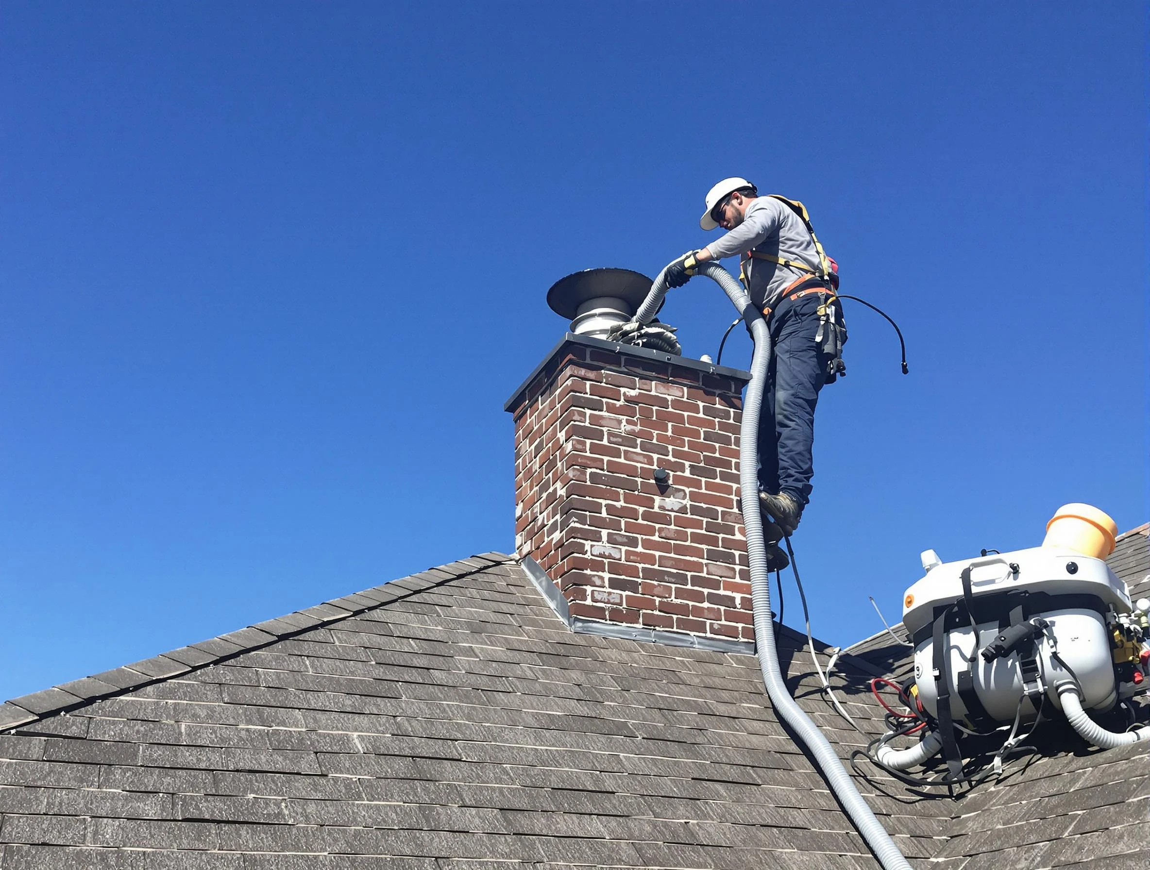 Dedicated Marietta Chimney Sweep team member cleaning a chimney in Marietta, GA