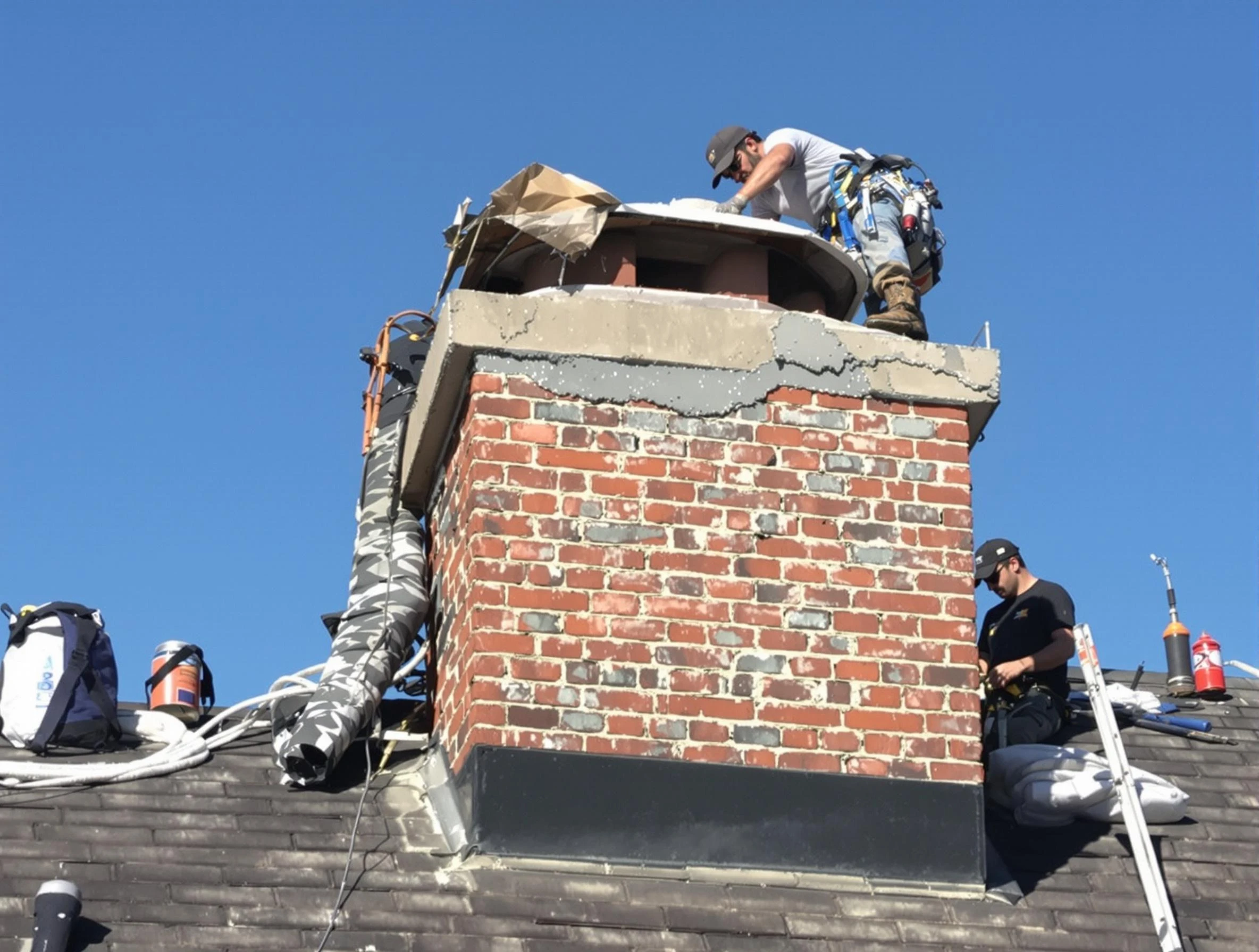 Marietta Chimney Sweep installing a custom chimney crown in Marietta, GA