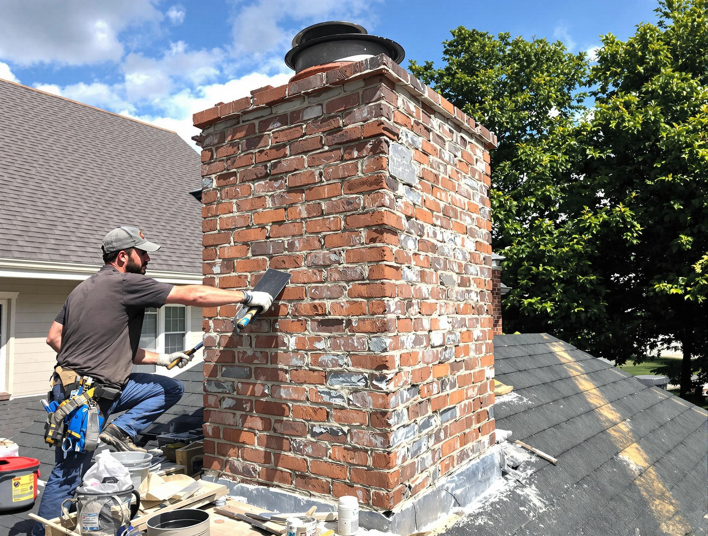 Completed chimney rebuild by Marietta Chimney Sweep in Marietta, GA