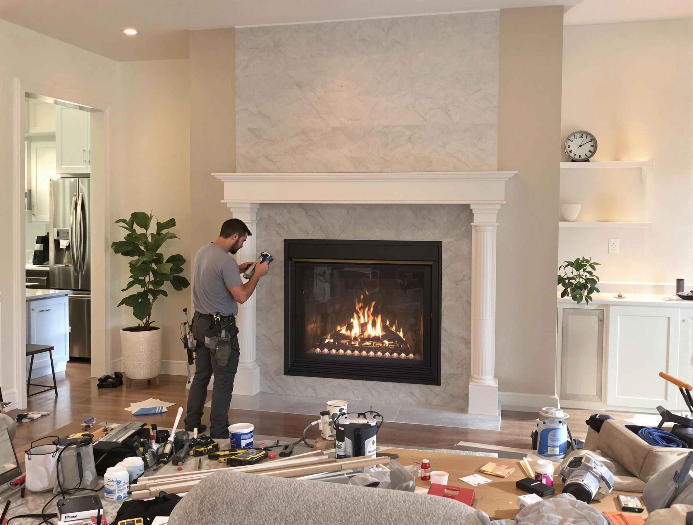 Newly installed fireplace by Marietta Chimney Sweep in Marietta, GA