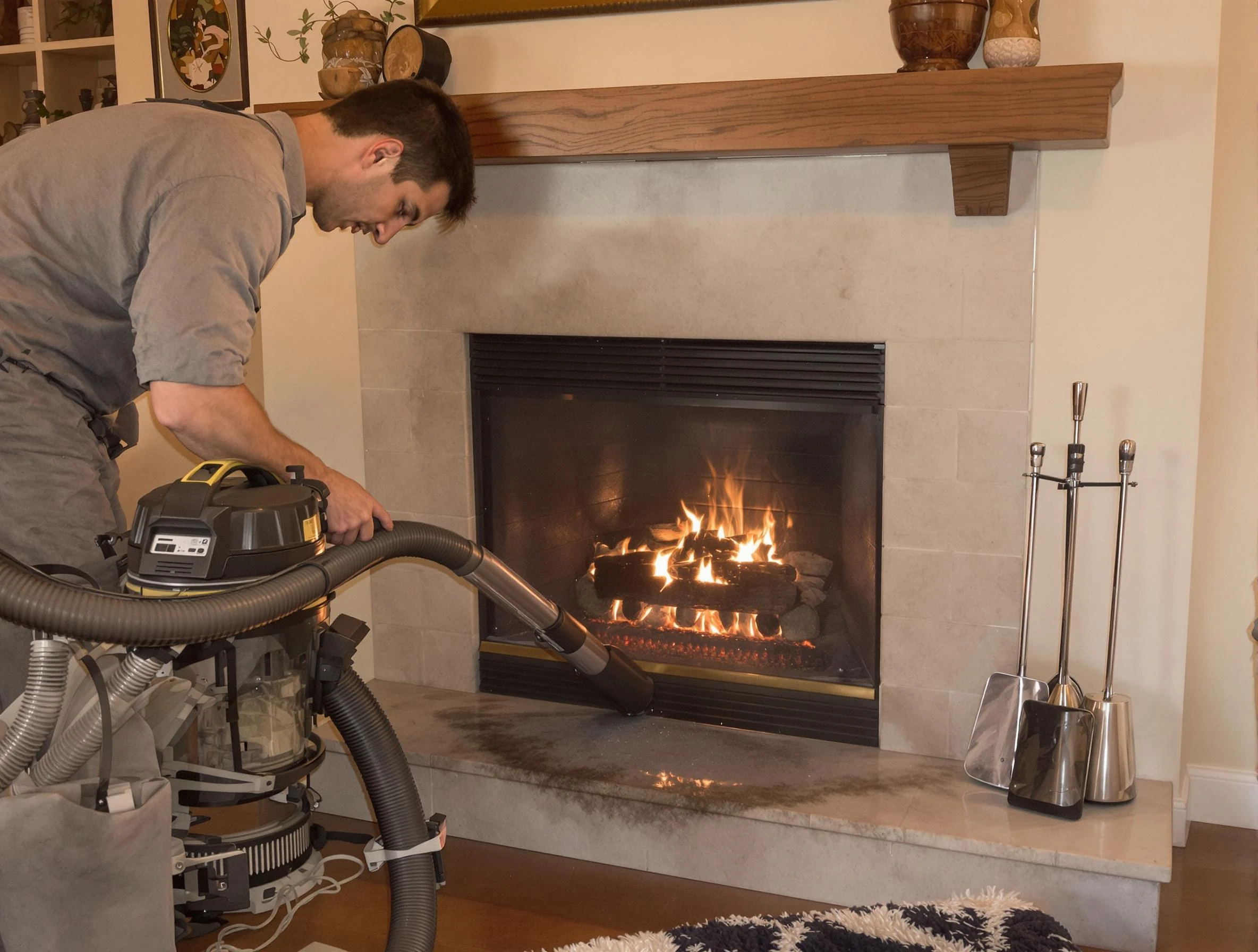 Routine fireplace upkeep by Marietta Chimney Sweep in Marietta, GA